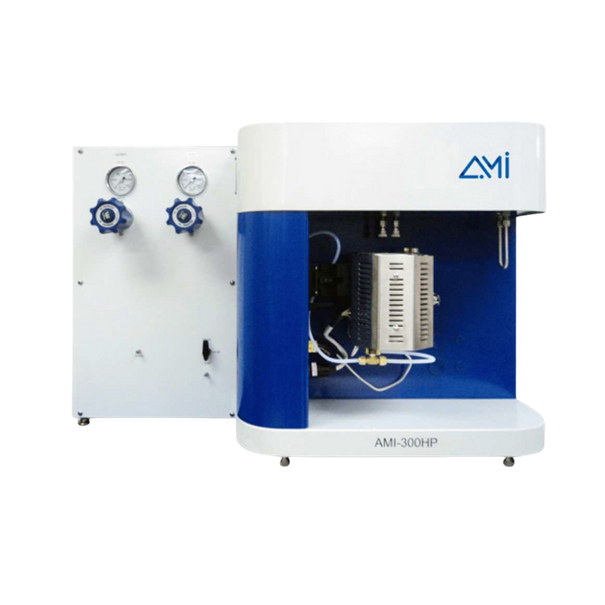 Chemisorption AMI-300HP ● Automatic chemisorption analyzer with pressure capability up to 100 bar. ● Precise gas control via 3 MFCs (optional 4) and 4 standard gas inlets (expandable to 10 or 12). ● Broad temperature range: ambient to1200°C (optional-130°C low-temp configuration).